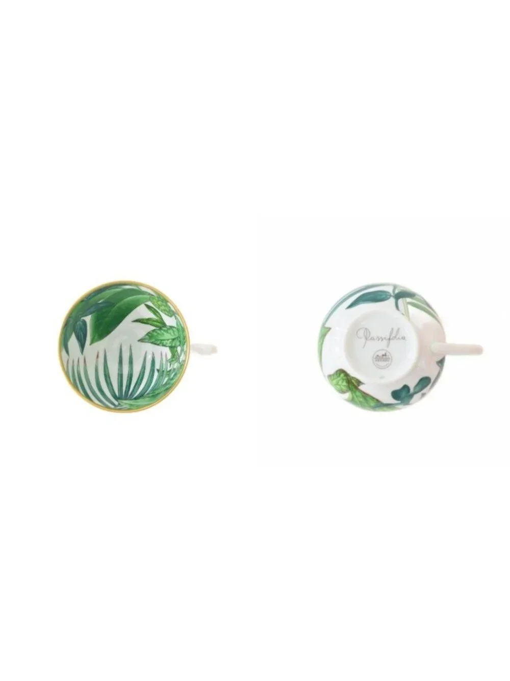 Hermes Passifolia Collection Tea Cup & Saucer Set for 2 Tableware Green